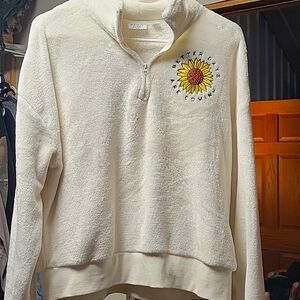 Cream colored half zip up sweater